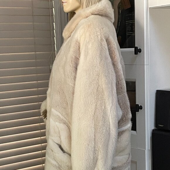 Women Beautiful Shadow Authentic Mink Fur 3/4 Coat Sz 10-12 - Picture 6 of 9